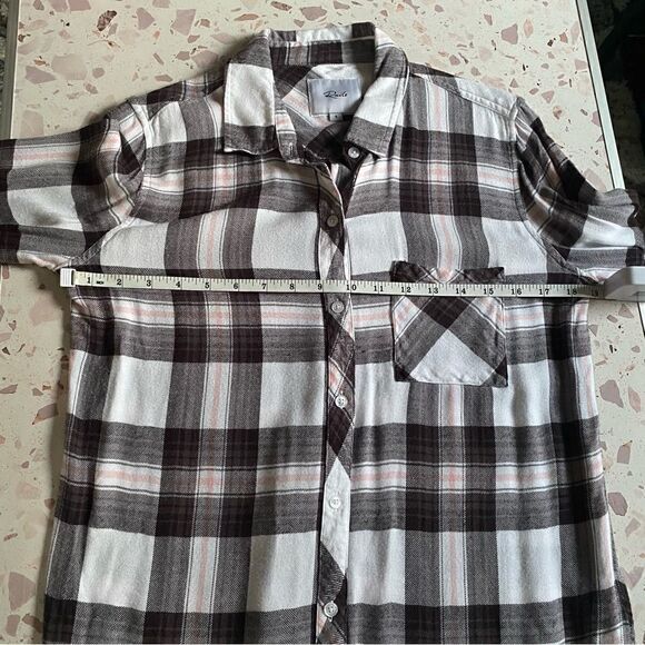 RAILS Hunter plaid Shirt White Grey Peach button down long sleeve top - Picture 9 of 13